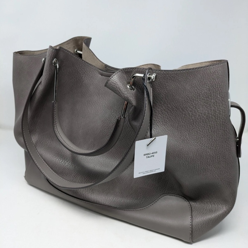 Sandra Darren Charcoal Leather Tote - Picture 3 of 6